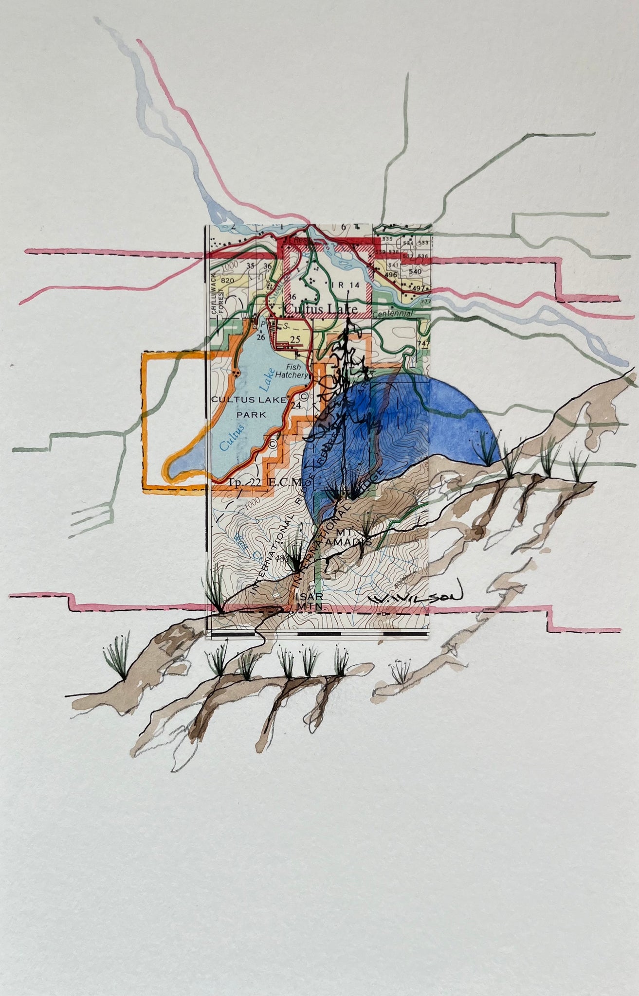 Topographic Map Art - CULTUS LAKE PARK