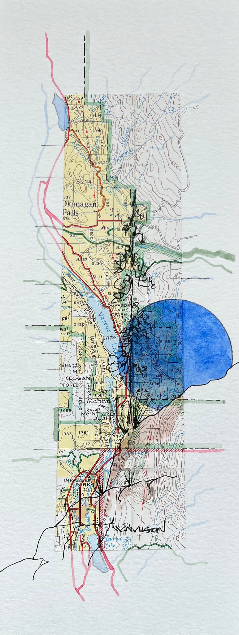 Topographic Map Art - OKANAGAN FALLS