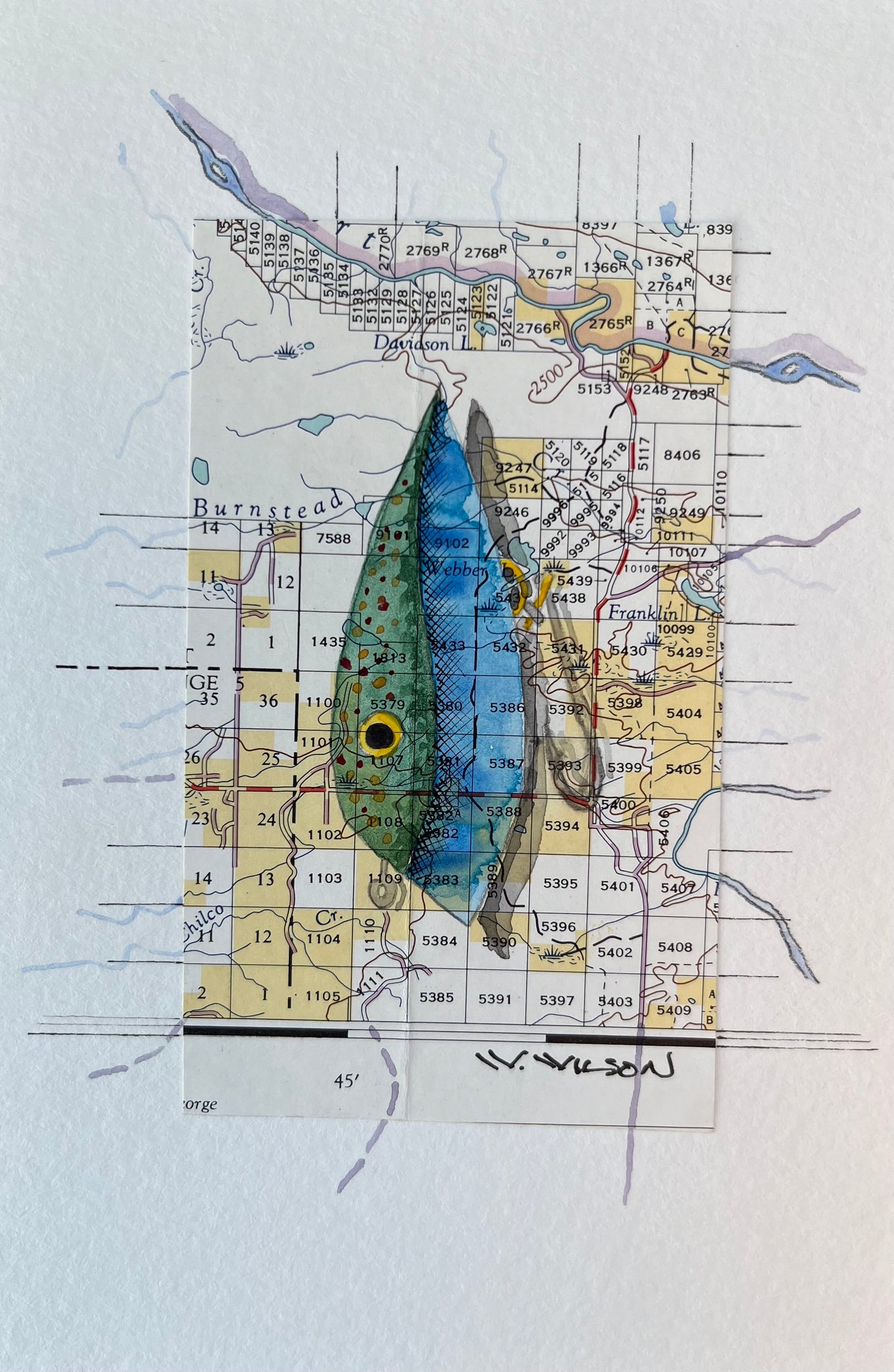 Topographic Map Art - Vintage Fishing Plug - FRANKLIN LAKE