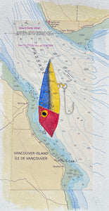 Navigation Chart Art - Vintage Fishing Plug - SHELTER POINT