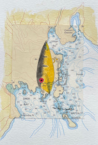 Navigation Chart Art - Vintage Fishing Plug - BRETON ISLANDS