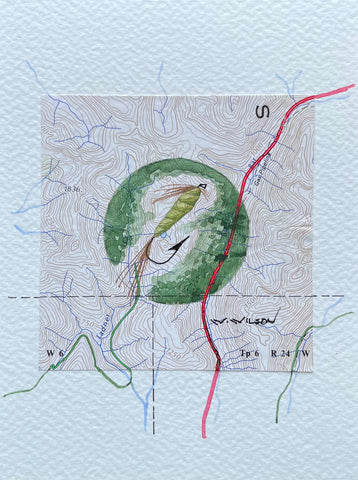 Topographic Map Art - Fishing Fly Pattern - BOSTON BAR