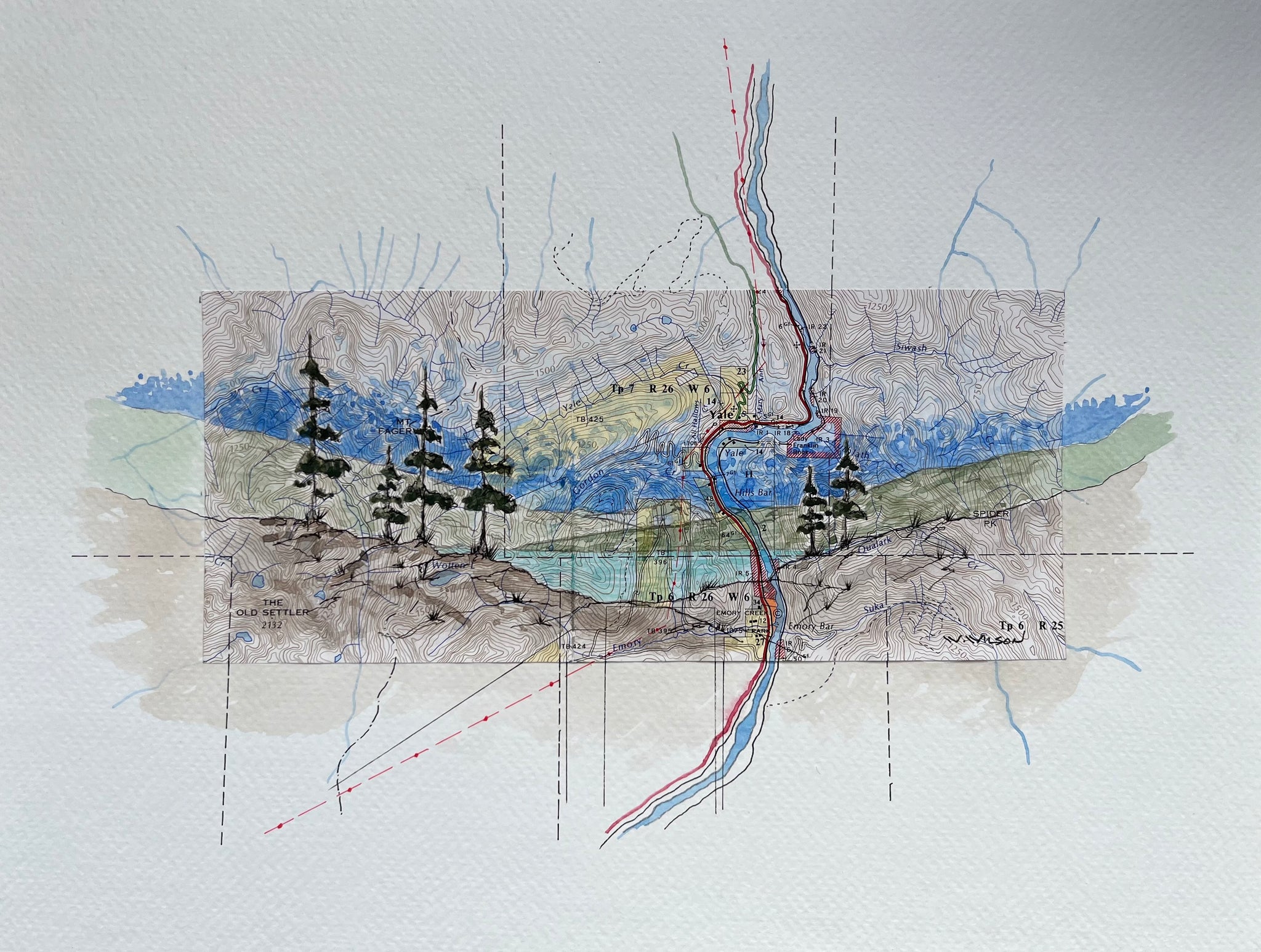 Topographic Map Art - YALE, BC
