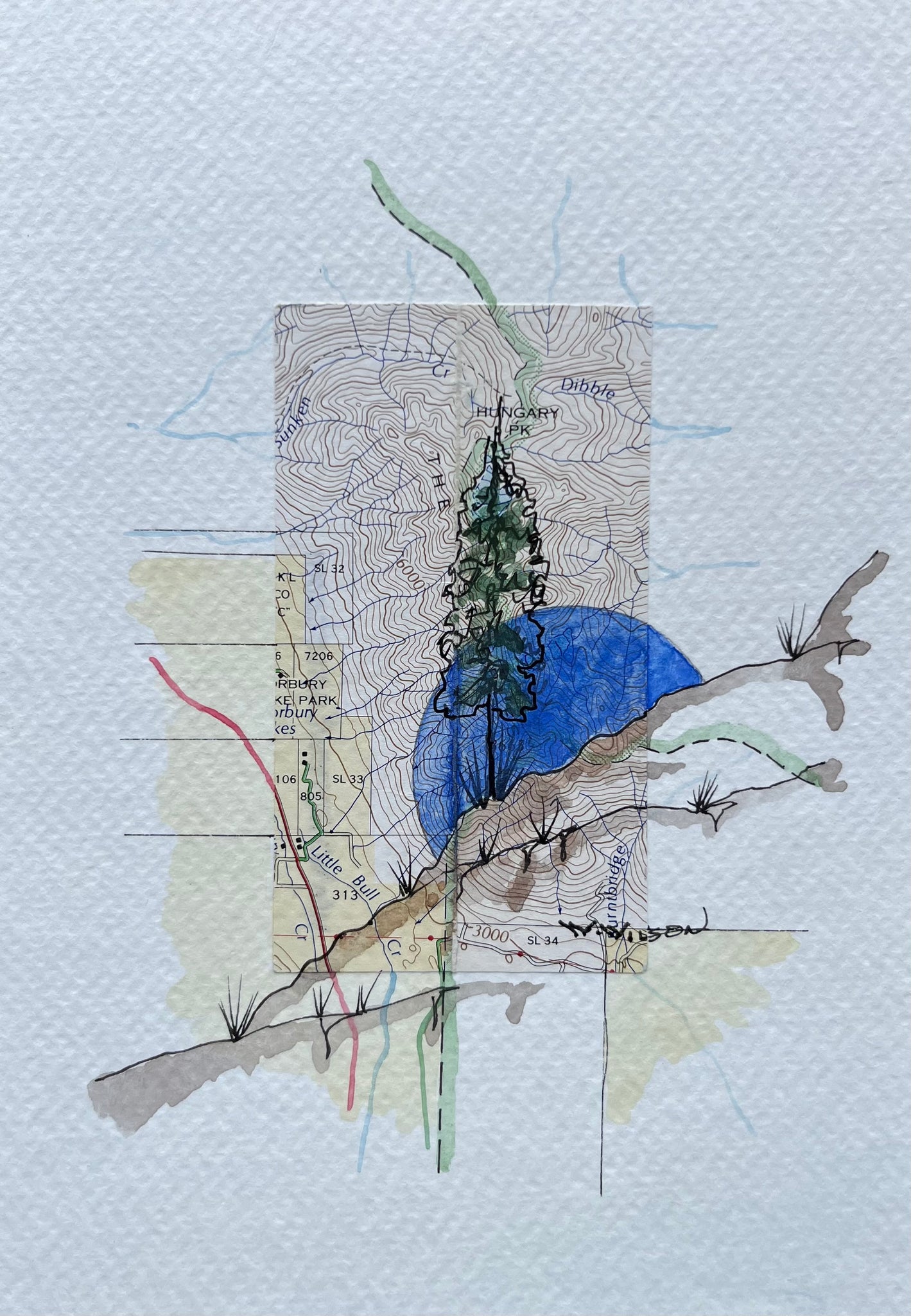 Topographic Map Art - HUNGRY PEAK