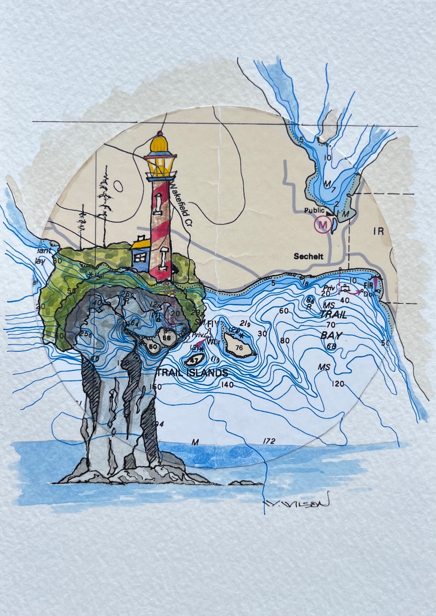 Navigation Chart Art - SECHELT, BC