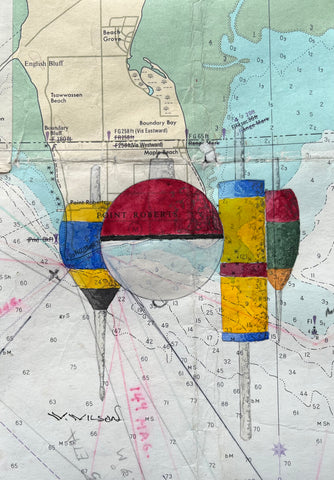 Navigation Chart Art - Vintage Fishing Bobbers