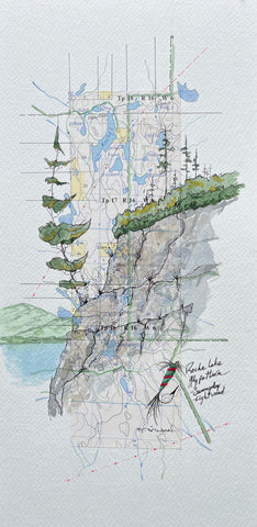 Topographic Map Art - ROCHE LAKE