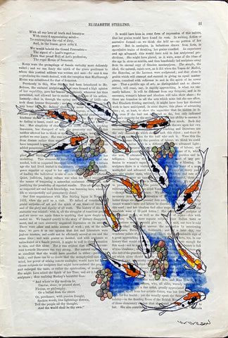 Koi Swimming off the Page 8”w X 12”h